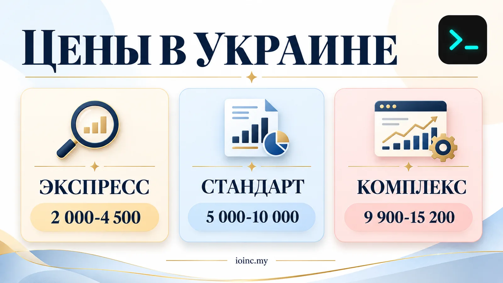 Цены на аудит сайта в Украине 2026: экспресс, стандартный и комплексный аудит — инфографика