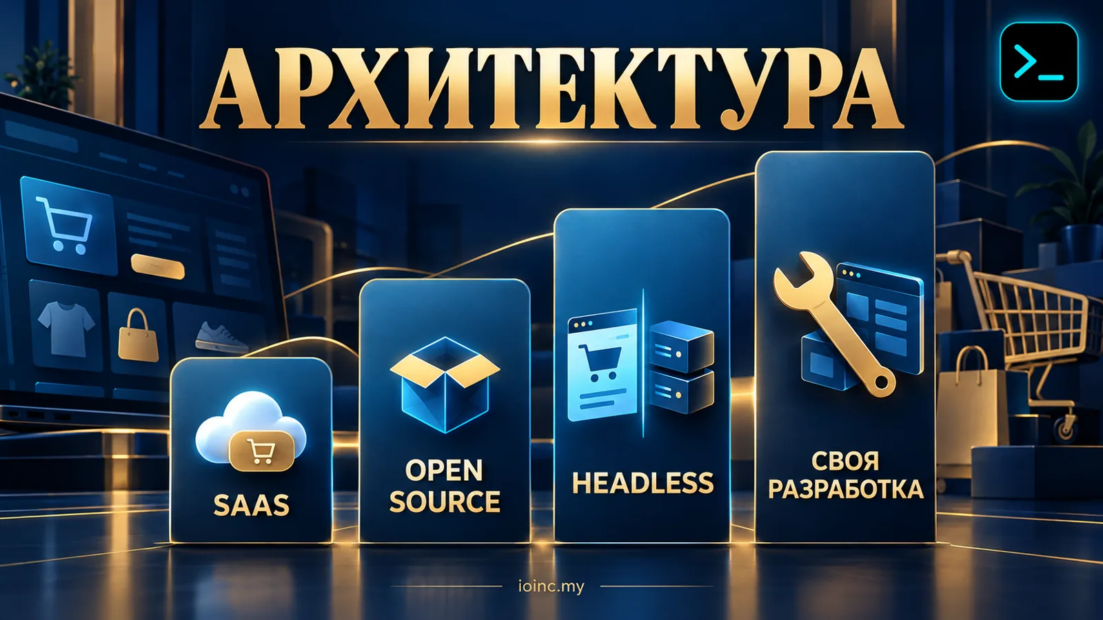 Архитектура e-commerce проекта: SaaS, open source, headless и своя разработка — инфографика