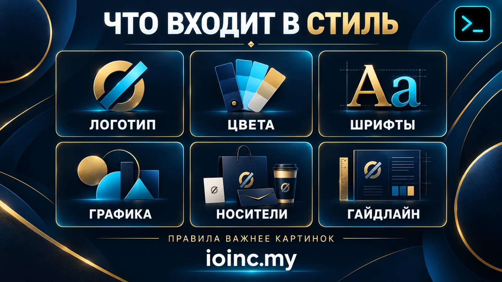 Инфографика: что входит в фирменный стиль — логотип, цвета, шрифты, графика, носители и гайдлайн