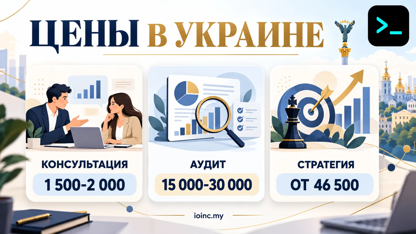 Цены на маркетинговый консалтинг в Украине 2026: консультация, аудит, стратегия — инфографика