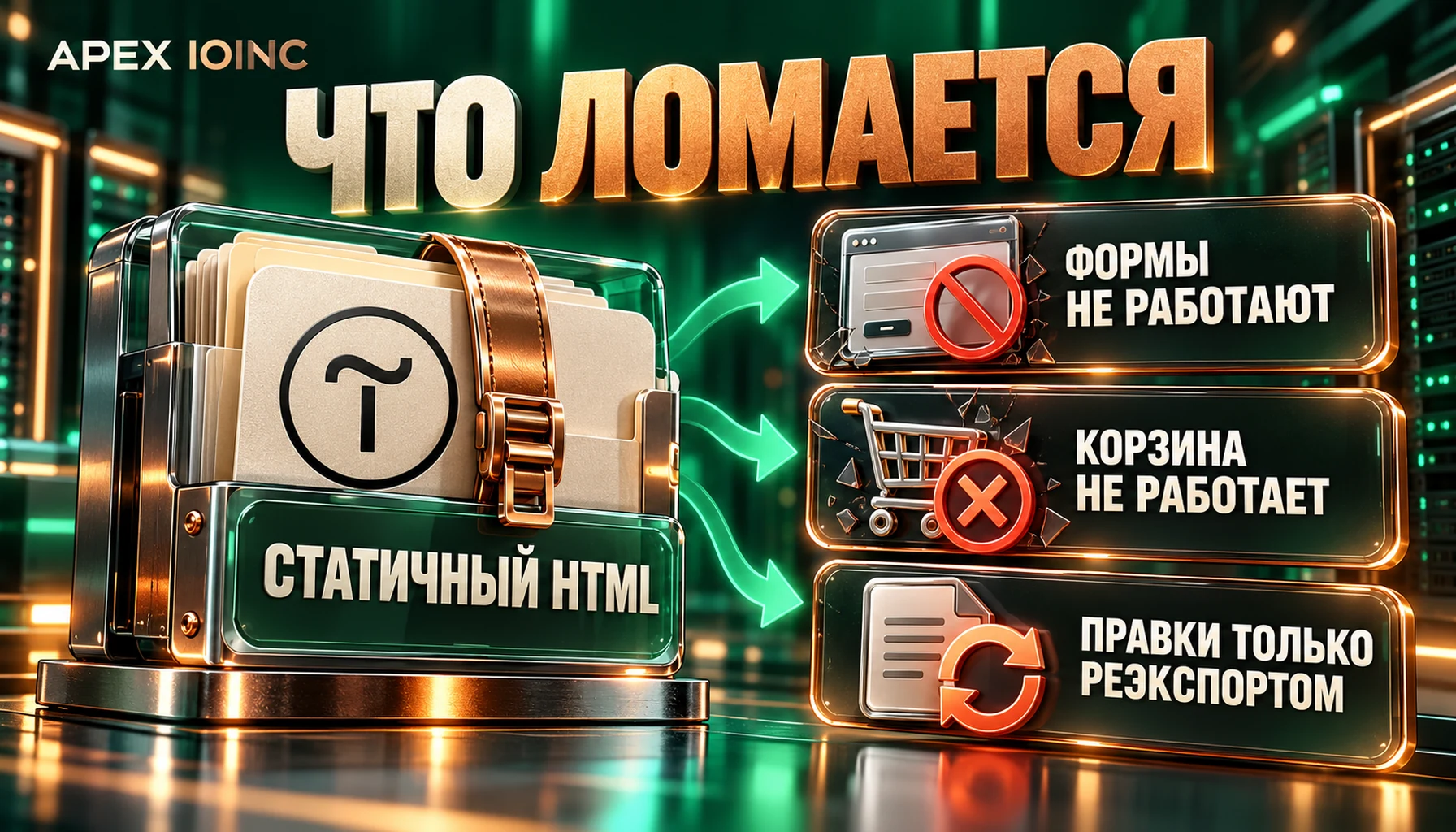 ограничения экспорта Tilda: статический HTML, формы и корзина не работают