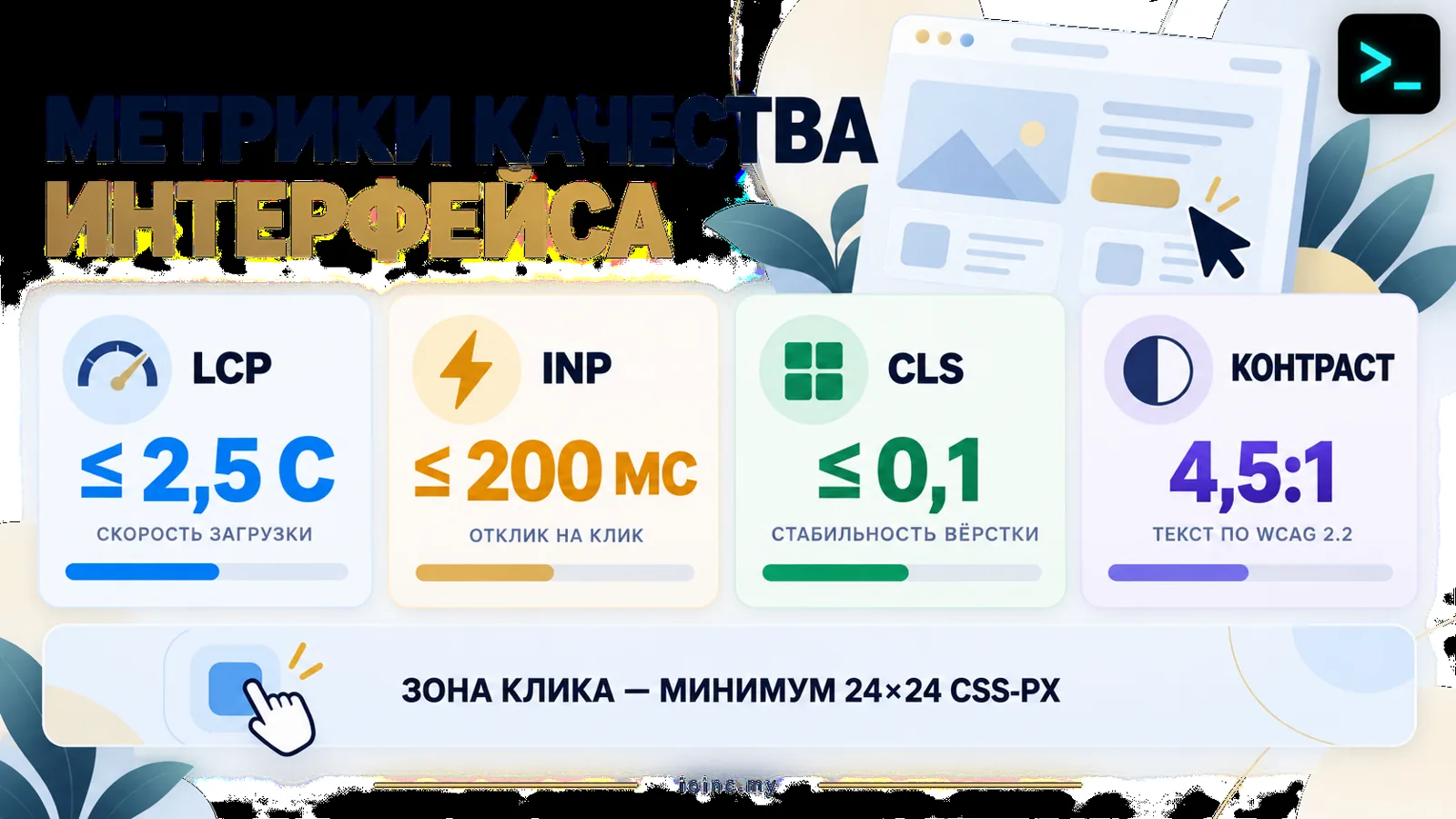 Метрики качества интерфейса: Core Web Vitals, контраст, зона клика
