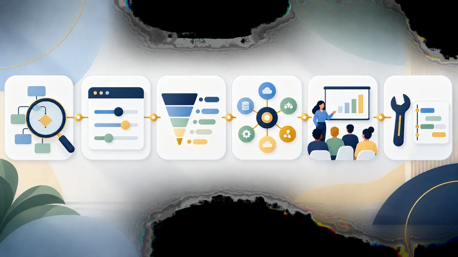 Этапы внедрения CRM: аудит процессов, настройка воронок, интеграции, обучение команды