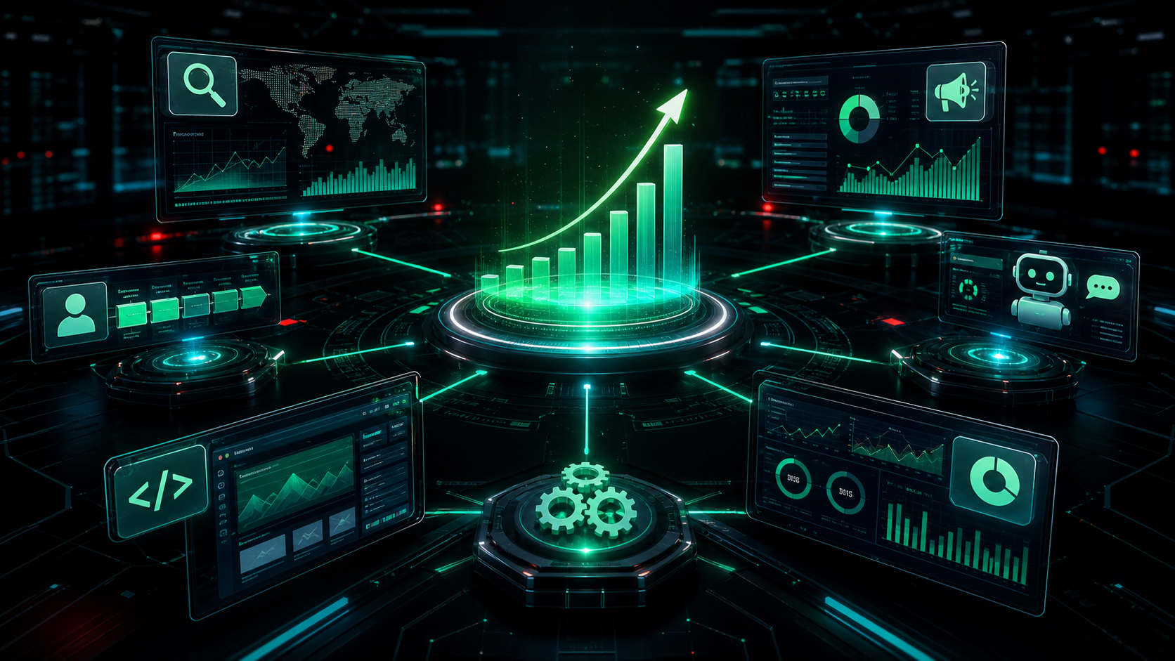Финальная иллюстрация: SEO, AI и автоматизация как единая система роста
